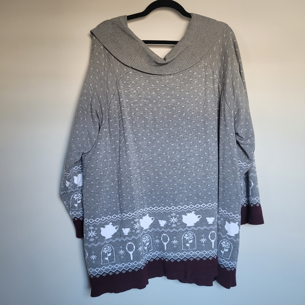 BEAUTY AND THE BEAST Soft Cozy Off Shoulder Sweater Women's 3X TORRID x DISNEY - Picture 5 of 12